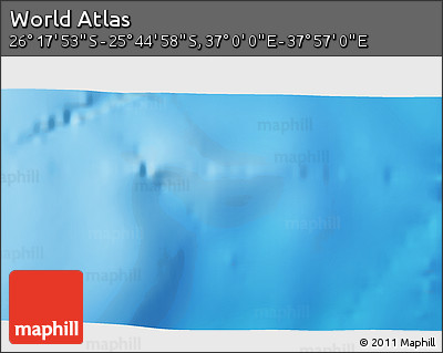 Physical 3D Map of the Area around 26° 1' 26" S, 37° 28' 30" E
