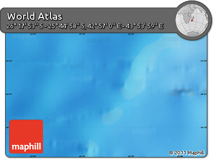 Physical Map of the Area around 26° 1' 26" S, 43° 25' 29" E