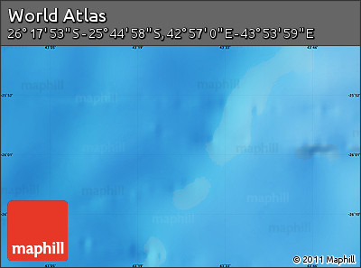 Physical Map of the Area around 26° 1' 26" S, 43° 25' 29" E