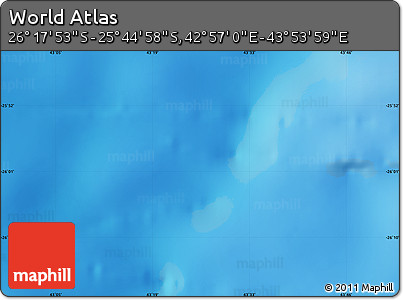Physical Map of the Area around 26° 1' 26" S, 43° 25' 29" E