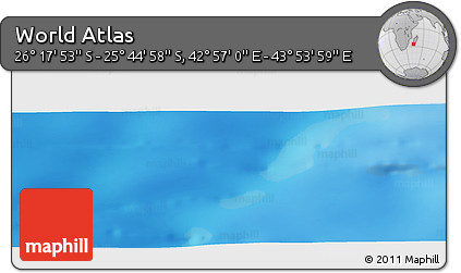 Physical Panoramic Map of the Area around 26° 1' 26" S, 43° 25' 29" E