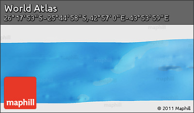 Physical Panoramic Map of the Area around 26° 1' 26" S, 43° 25' 29" E