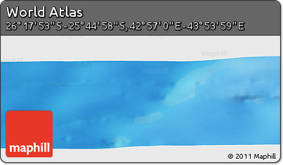 Physical Panoramic Map of the Area around 26° 1' 26" S, 43° 25' 29" E