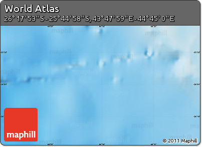 Physical Map of the Area around 26° 1' 26" S, 44° 16' 29" E