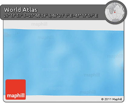 Physical 3D Map of the Area around 26° 1' 26" S, 46° 49' 30" E
