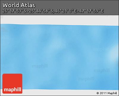 Physical 3D Map of the Area around 26° 1' 26" S, 46° 49' 30" E