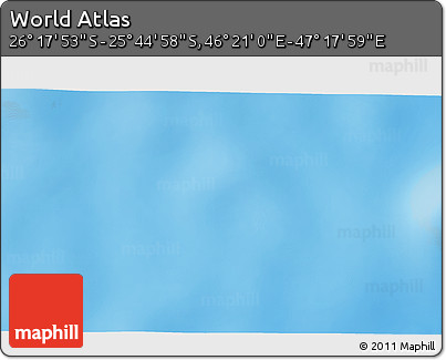 Physical 3D Map of the Area around 26° 1' 26" S, 46° 49' 30" E