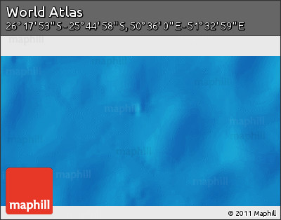 Physical 3D Map of the Area around 26° 1' 26" S, 51° 4' 30" E