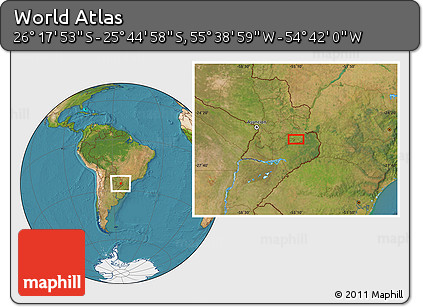 Satellite Location Map of the Area around 26° 1' 26" S, 55° 10' 29" W