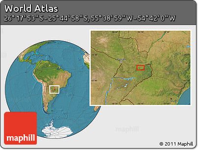 Satellite Location Map of the Area around 26° 1' 26" S, 55° 10' 29" W