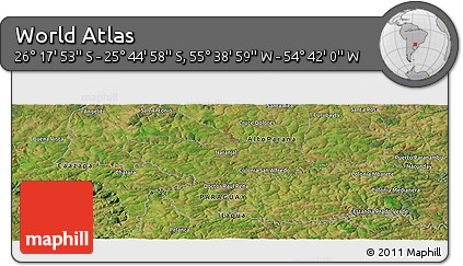 Satellite Panoramic Map of the Area around 26° 1' 26" S, 55° 10' 29" W