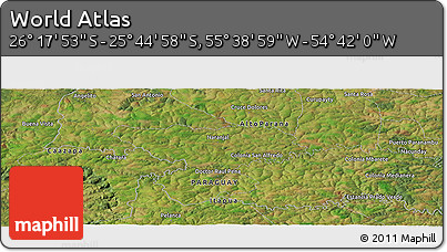 Satellite Panoramic Map of the Area around 26° 1' 26" S, 55° 10' 29" W