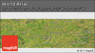 Satellite Panoramic Map of the Area around 26° 1' 26" S, 55° 10' 29" W