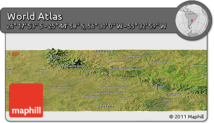 Satellite Panoramic Map of the Area around 26° 1' 26" S, 56° 1' 29" W