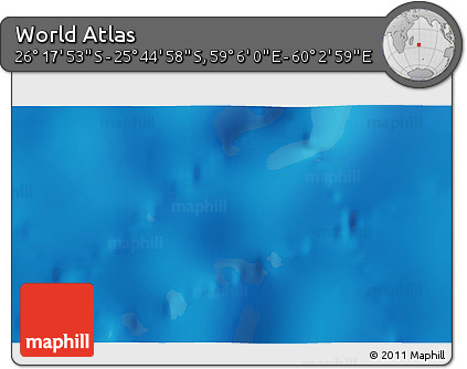 Physical 3D Map of the Area around 26° 1' 26" S, 59° 34' 30" E