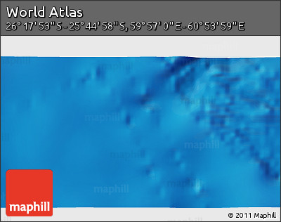Physical 3D Map of the Area around 26° 1' 26" S, 60° 25' 29" E