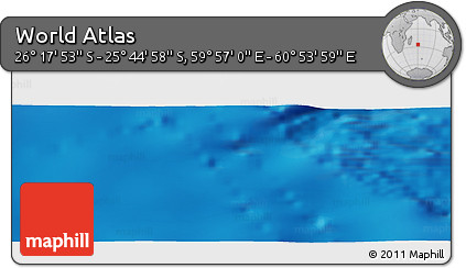 Physical Panoramic Map of the Area around 26° 1' 26" S, 60° 25' 29" E