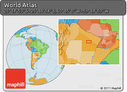 Political Location Map of the Area around 26° 1' 26" S, 60° 16' 29" W