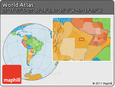 Political Location Map of the Area around 26° 1' 26" S, 60° 16' 29" W