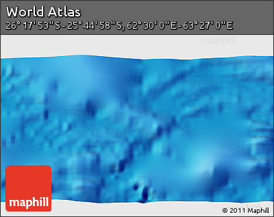 Physical 3D Map of the Area around 26° 1' 26" S, 62° 58' 30" E