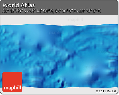 Physical 3D Map of the Area around 26° 1' 26" S, 62° 58' 30" E