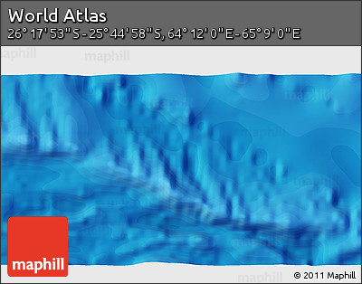 Political 3D Map of the Area around 26° 1' 26" S, 64° 40' 30" E