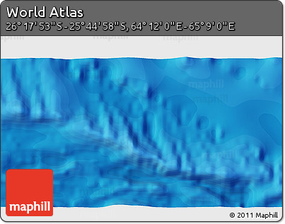 Political 3D Map of the Area around 26° 1' 26" S, 64° 40' 30" E