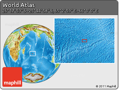 Physical Location Map of the Area around 26° 1' 26" S, 65° 31' 30" E
