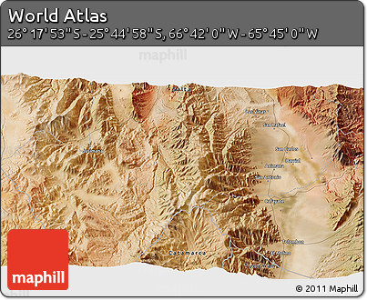 Satellite 3D Map of the Area around 26° 1' 26" S, 66° 13' 29" W