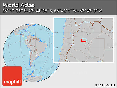 Gray Location Map of the Area around 26° 1' 26" S, 66° 13' 29" W