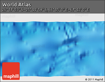 Physical 3D Map of the Area around 26° 1' 26" S, 67° 13' 29" E
