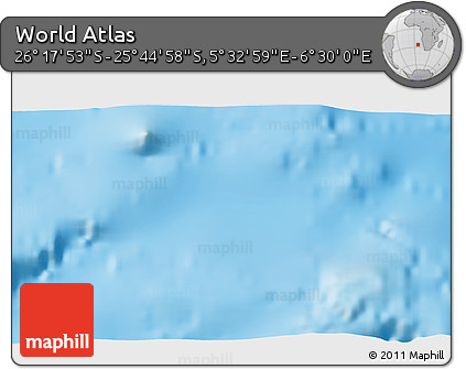 Physical 3D Map of the Area around 26° 1' 26" S, 6° 1' 30" E