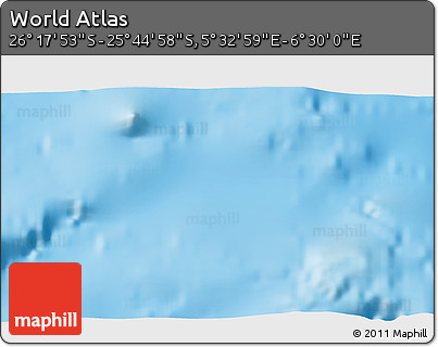 Physical 3D Map of the Area around 26° 1' 26" S, 6° 1' 30" E