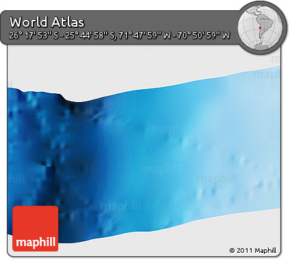 Physical 3D Map of the Area around 26° 1' 26" S, 71° 19' 29" W
