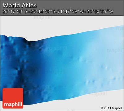 Physical 3D Map of the Area around 26° 1' 26" S, 71° 19' 29" W