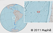Gray Location Map of the area around 26° 1' 26" S, 76° 25' 30" W, hill shading