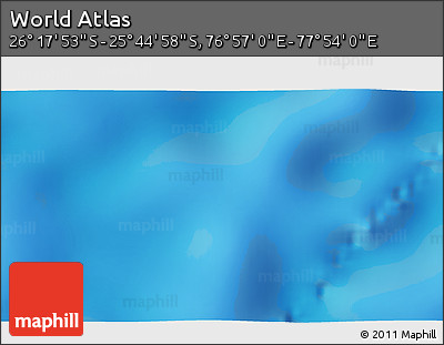 Physical 3D Map of the Area around 26° 1' 26" S, 77° 25' 30" E