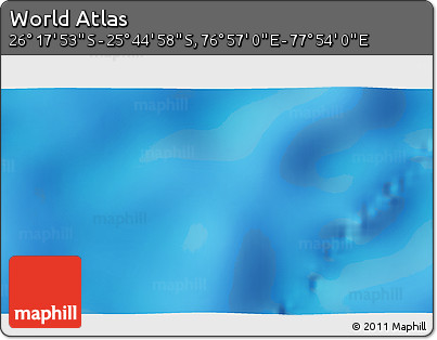 Physical 3D Map of the Area around 26° 1' 26" S, 77° 25' 30" E