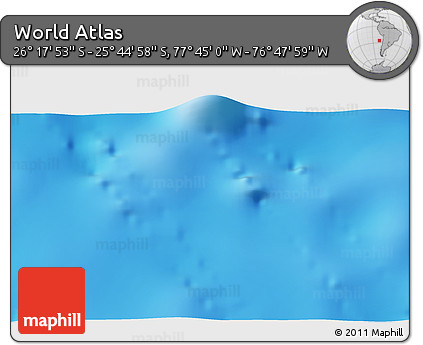 Physical 3D Map of the Area around 26° 1' 26" S, 77° 16' 30" W