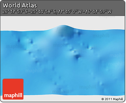 Physical 3D Map of the Area around 26° 1' 26" S, 77° 16' 30" W