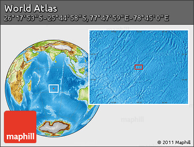 Physical Location Map of the Area around 26° 1' 26" S, 78° 16' 30" E
