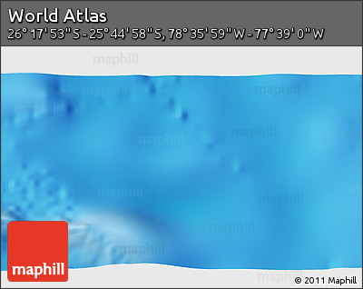 Physical 3D Map of the Area around 26° 1' 26" S, 78° 7' 30" W