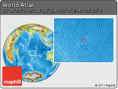Physical Location Map of the Area around 26° 1' 26" S, 79° 7' 30" E