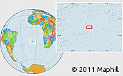 Political Location Map of the area around 26° 1' 26" S, 7° 34' 30" W
