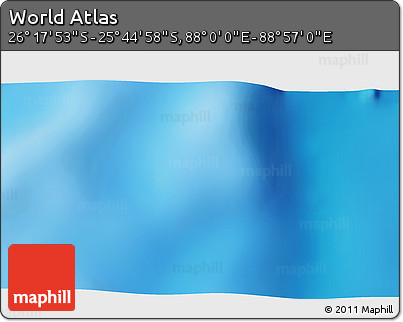 Physical 3D Map of the Area around 26° 1' 26" S, 88° 28' 29" E