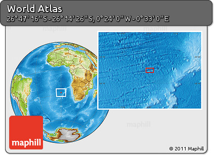 Physical Location Map of the Area around 26° 30' 51" S, 0° 4' 30" E