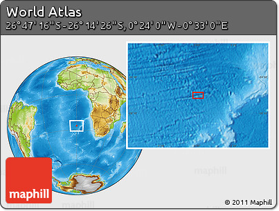 Physical Location Map of the Area around 26° 30' 51" S, 0° 4' 30" E