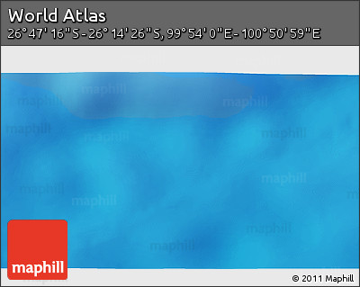 Physical 3D Map of the Area around 26° 30' 51" S, 100° 22' 30" E