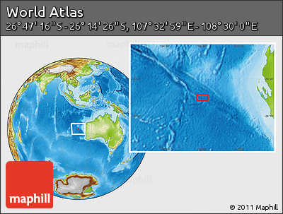 Physical Location Map of the Area around 26° 30' 51" S, 108° 1' 30" E