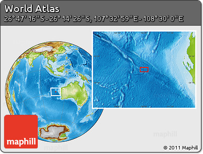 Physical Location Map of the Area around 26° 30' 51" S, 108° 1' 30" E